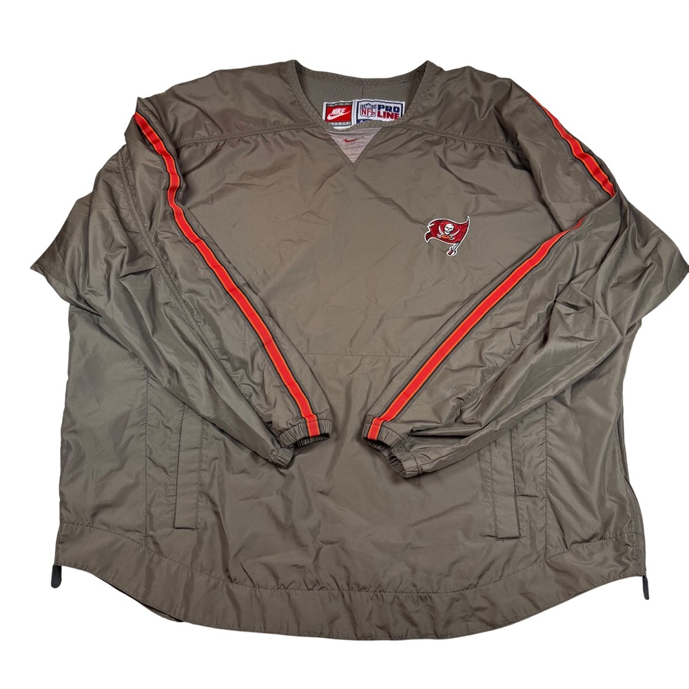 Vintage Nike NFL‎ Pro Line Tampa Bay Buccaneers Windbreaker Pullover Pewter XXL